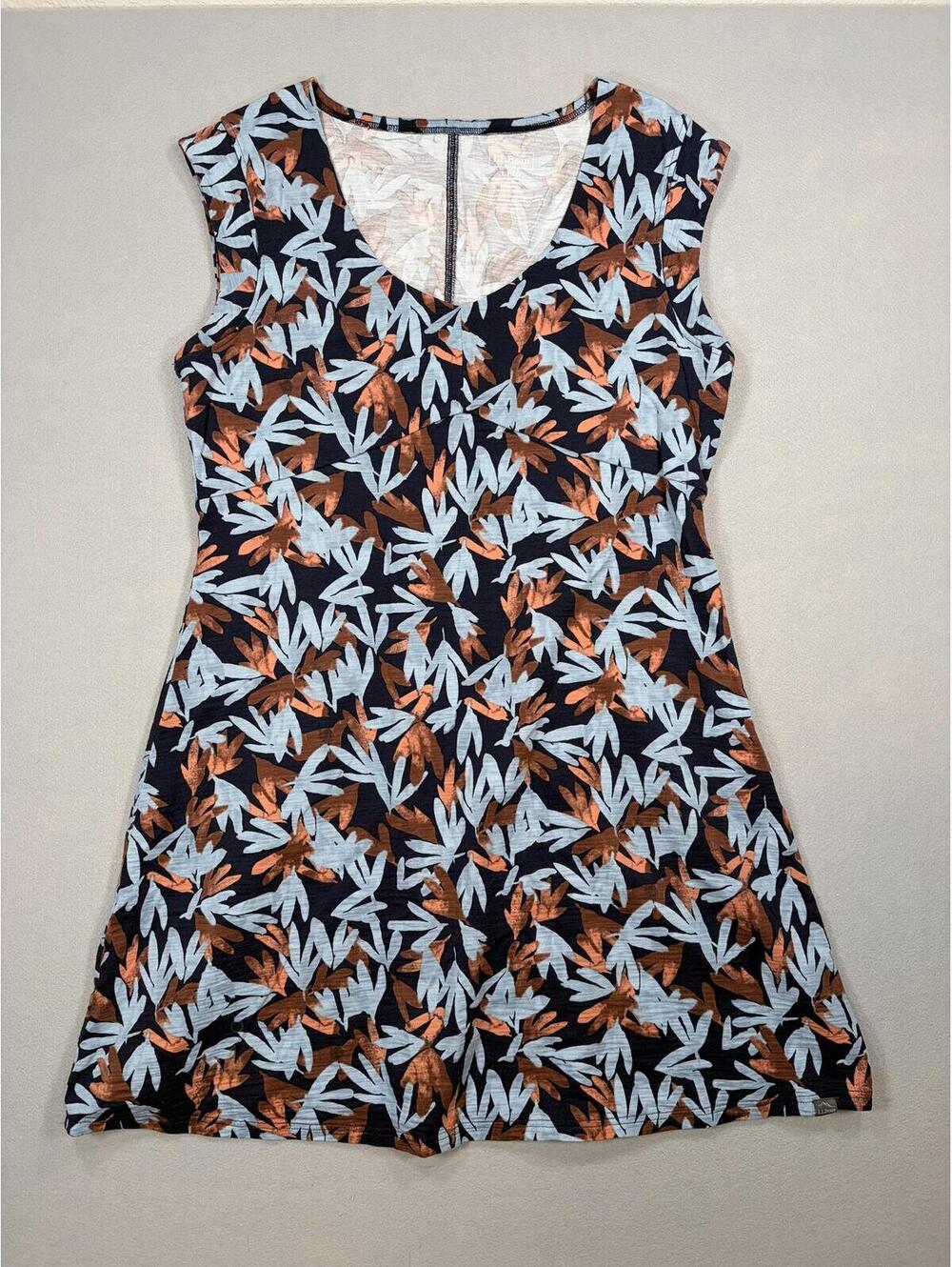 L.L. Bean Beech Point Knit Dress Women's L Reg Blue Floral Sleeveless Sundress